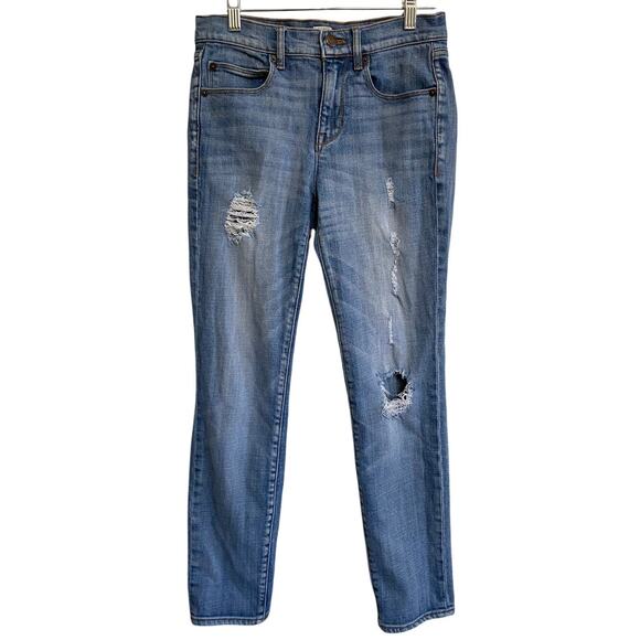 J. Crew Factory Stretch Jeans Mid-rise Distressed 25 X 27- Excellent - Picture 11 of 12